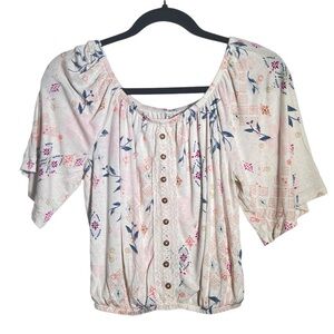 Mudd Ivory Floral Print Crop Top XS